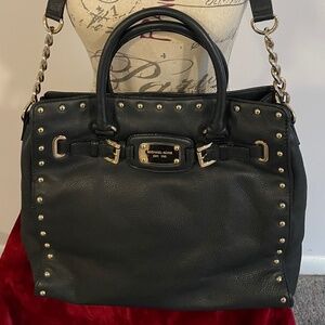 MICHAEL KORS - Black Studded Large Leather Satchel/Bag/Purse